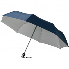 21.5" Alex 3-Section auto open and close umbrella, dark blue - silver