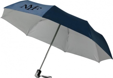 21.5" Alex 3-Section auto open and close umbrella, dark blue - silver