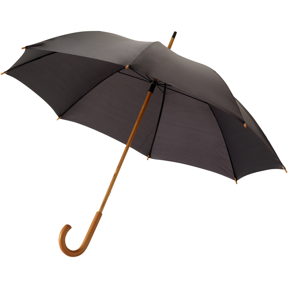 Jova 23" umbrella with wooden shaft and handle, Solid black, colour variant