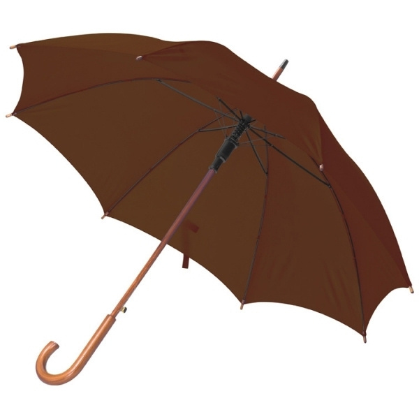 Automatic umbrella with wooden handle NANCY, brown – product photo