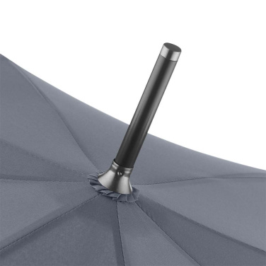 FARE ÖkoBrella automaatne vihmavari taaskasutatud PET-kattega ja puidust käepidemega, hall (waterSAVE®) logoga – detailvaade 5