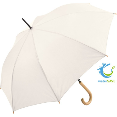 FARE ÖkoBrella soodne automaatne vihmavari taaskasutatud PET-kattega logoga, naturaalvalge (waterSAVE®) – tootefoto