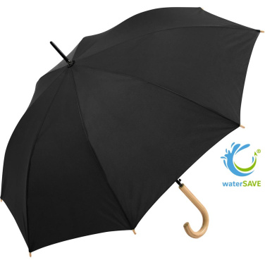 FARE ÖkoBrella soodne automaatne vihmavari taaskasutatud PET-kattega logoga, must (waterSAVE®) – tootefoto