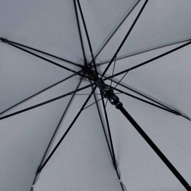 FARE ÖkoBrella automaatne golfivihmavari taaskasutatud PET-kattega ja puidust käepidemega logoga, hall (waterSAVE®) – detailvaade 3