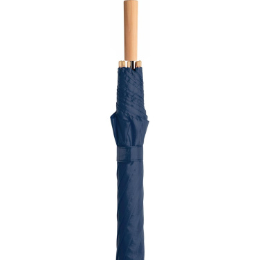 FARE ÖkoBrella automaatne golfivihmavari taaskasutatud PET-kattega ja puidust käepidemega logoga, tumesinine (waterSAVE®) – detailvaade 6