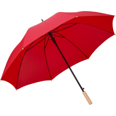 FARE ÖkoBrella automaatne golfivihmavari taaskasutatud PET-kattega ja puidust käepidemega, punane (waterSAVE®) – detailvaade 2