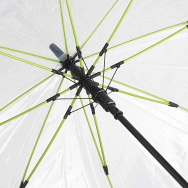 FARE® Pure läbipaistev automaatne golfivihmavari logoga, läbipaistev-laimiroheline – detailvaade 2