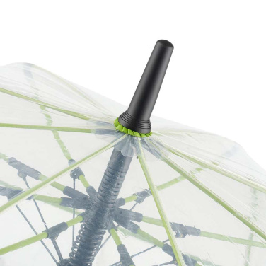 FARE® Pure läbipaistev automaatne golfivihmavari logoga, läbipaistev-laimiroheline – detailvaade 3