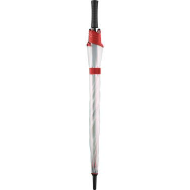 FARE® Pure läbipaistev automaatne golfivihmavari logoga, läbipaistev-punane – detailvaade 2