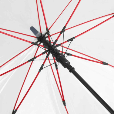 FARE® Pure läbipaistev automaatne golfivihmavari logoga, läbipaistev-punane – detailvaade 4