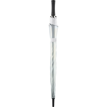 FARE® Pure läbipaistev automaatne golfivihmavari logoga, läbipaistev-valge – detailvaade 2