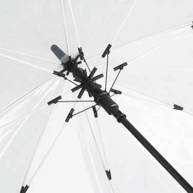 FARE® Pure läbipaistev automaatne golfivihmavari logoga, läbipaistev-valge – detailvaade 4
