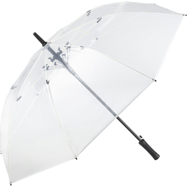 FARE® Pure läbipaistev automaatne golfivihmavari logoga, läbipaistev-valge – detailvaade 6