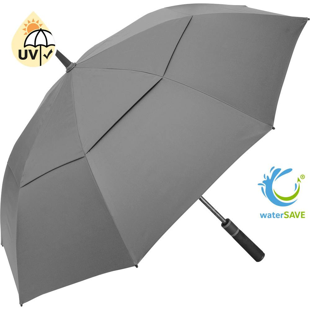 FARE® Doubleface XL Vent kahevärviline ventilatsiooniga golfivihmavari logoga, hall (waterSAVE®) / must – tootefoto
