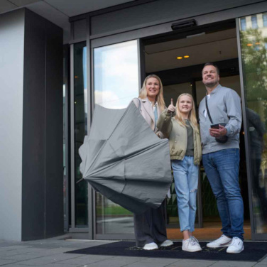 FARE® Doubleface XL Vent kahevärviline ventilatsiooniga golfivihmavari logoga, hall (waterSAVE®) / must – detailvaade 7