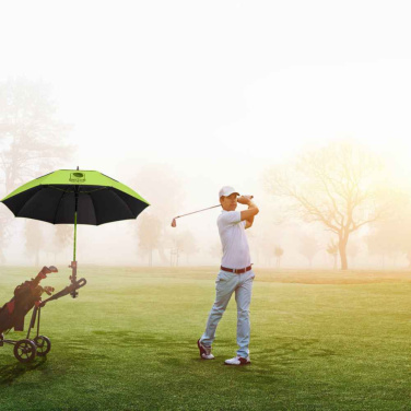 FARE® Doubleface XL Vent kahevärviline ventilatsiooniga golfivihmavari logoga, laimiroheline (waterSAVE®) / must – detailvaade 4