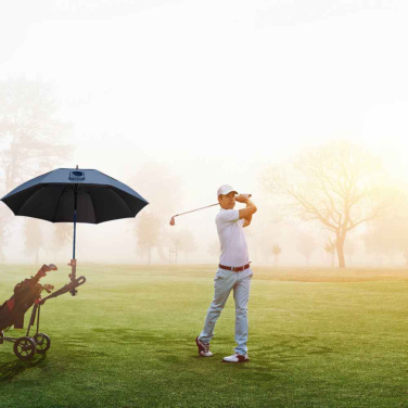 FARE® Doubleface XL Vent kahevärviline ventilatsiooniga golfivihmavari logoga, tumesinine (waterSAVE®) / must – detailvaade 3
