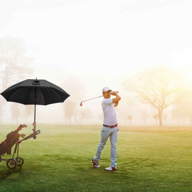 FARE® Doubleface XL Vent kahevärviline ventilatsiooniga golfivihmavari logoga, must (waterSAVE®) / must – detailvaade 3