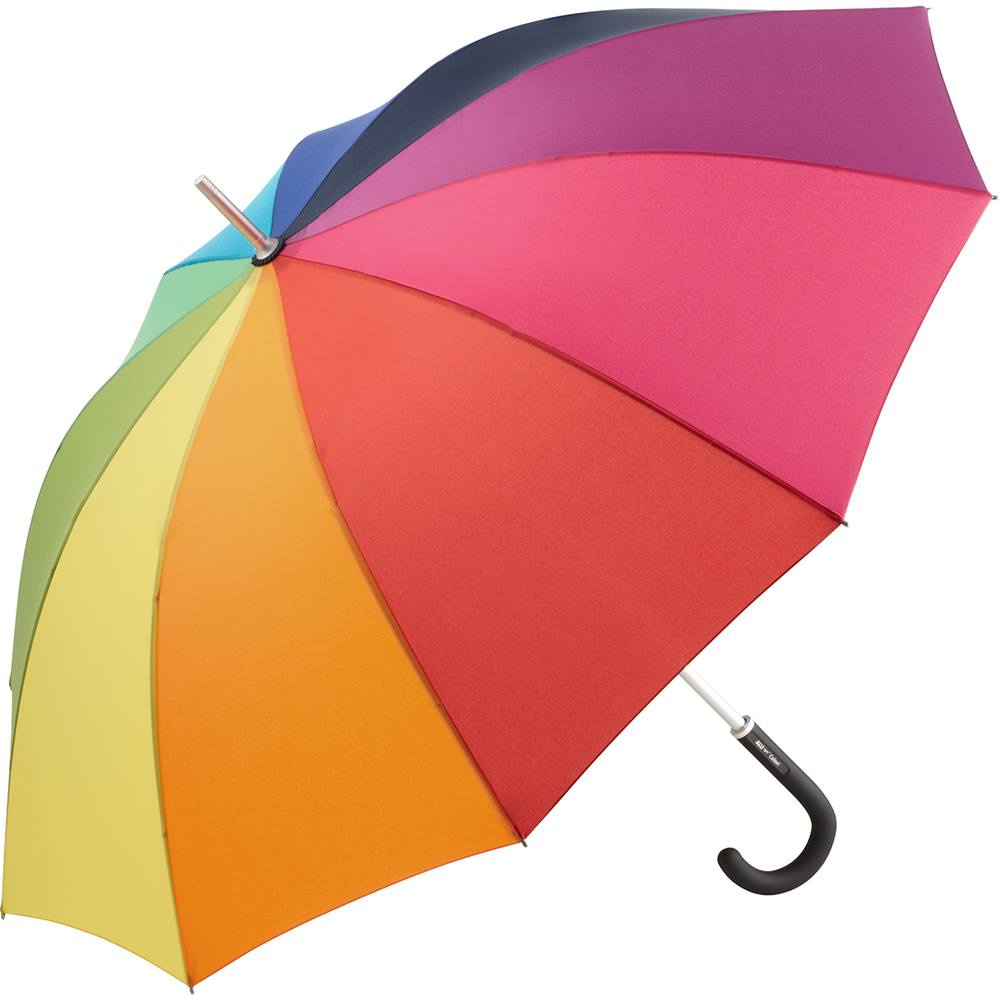 FARE ALU light10 Colori vikerkaarevärviline keskmine vihmavari logoga, vikerkaar – tootefoto