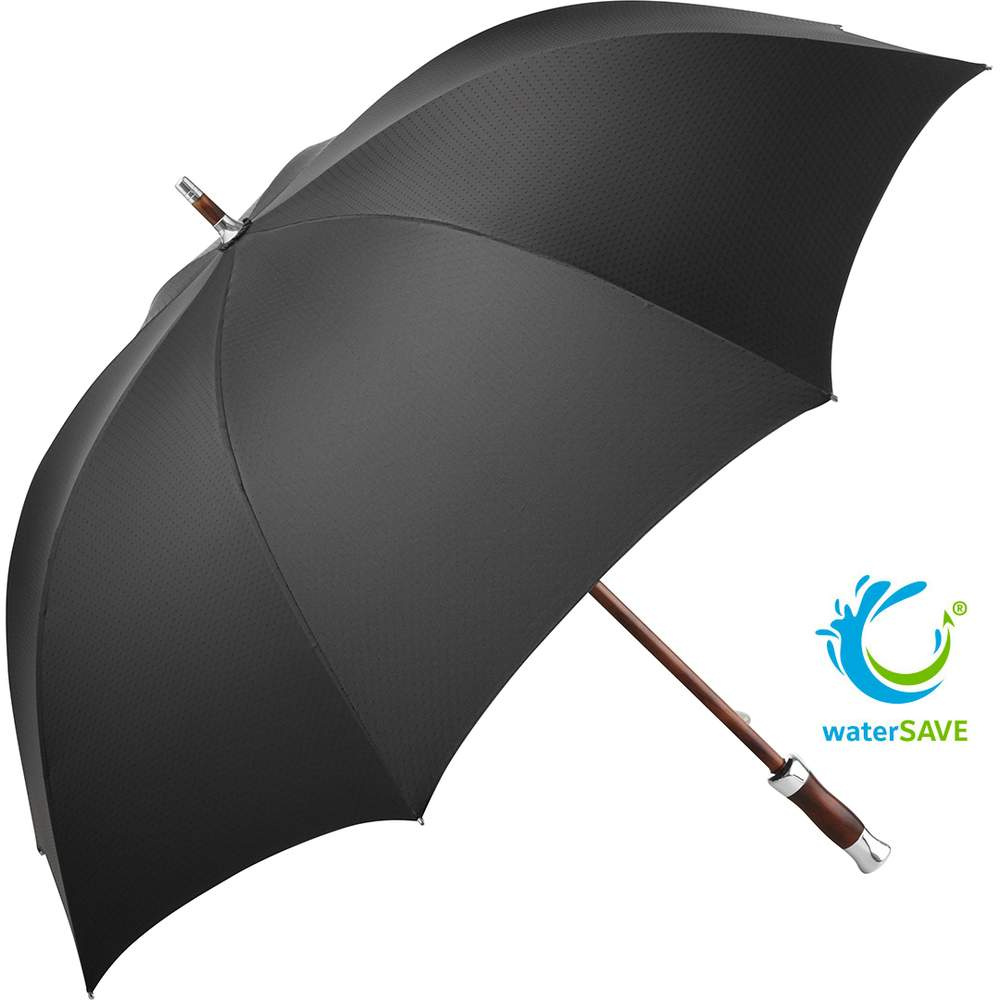 FARE® Exklusiv 60th Edition waterSAVE® luksuslik puitvarrega vihmavari logoga, must (waterSAVE®) – tootefoto