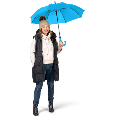FARE® Fashion AC ühevärviline automaatne vihmavari logoga, tsüaan – detailvaade 3