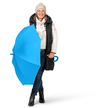 FARE® Fashion AC ühevärviline automaatne vihmavari logoga, tsüaan – detailvaade 4