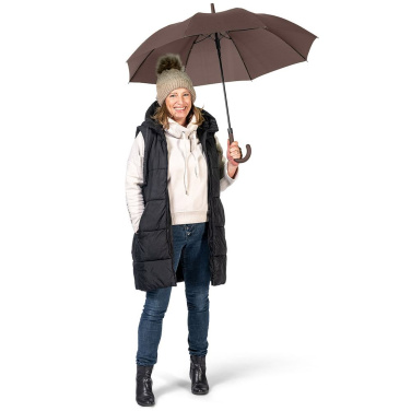 FARE® Fashion AC ühevärviline automaatne vihmavari logoga, mokka – detailvaade 3
