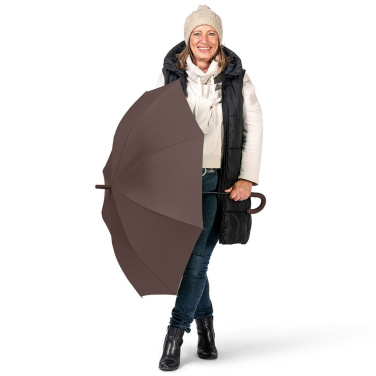 FARE® Fashion AC ühevärviline automaatne vihmavari logoga, mokka – detailvaade 4