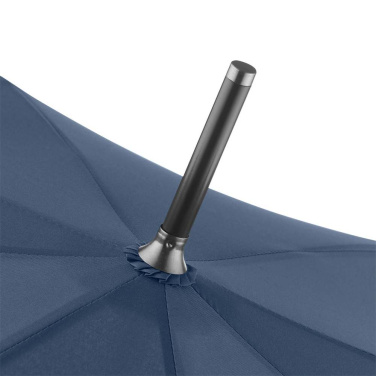 FARE ÖkoBrella automaatne vihmavari taaskasutatud PET-kattega ja puidust käepidemega logoga, tumesinine (waterSAVE®) – detailvaade 5