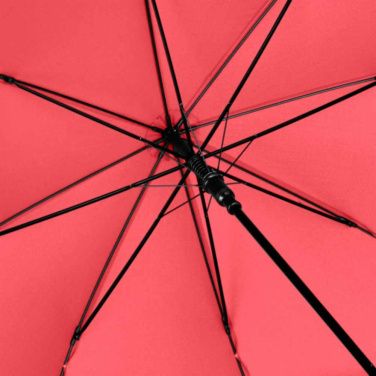 FARE ÖkoBrella automaatne vihmavari taaskasutatud PET-kattega ja puidust käepidemega logoga, punane (waterSAVE®) – detailvaade 3