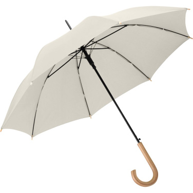 FARE ÖkoBrella soodne automaatne vihmavari taaskasutatud PET-kattega logoga, naturaalvalge (waterSAVE®) – detailvaade 2