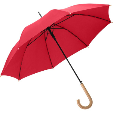 FARE ÖkoBrella soodne automaatne vihmavari taaskasutatud PET-kattega logoga, punane (waterSAVE®) – detailvaade 2