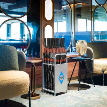 FARE® Doubleface kahevärviline automaatne vihmavari logoga, hall / vask – detailvaade 3