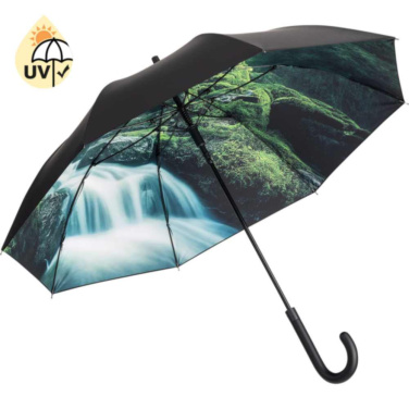 FARE® Impressions automaatne vihmavari värvilise sisemotiiviga logoga, must / kosemotiiv – tootefoto