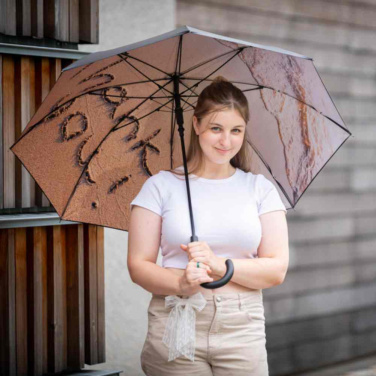 FARE® Impressions automaatne vihmavari värvilise sisemotiiviga logoga, must / rannamotiiv – detailvaade 4