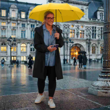 FARE Topless kompaktne taskuvihmavari logoga, kollane – detailvaade 2