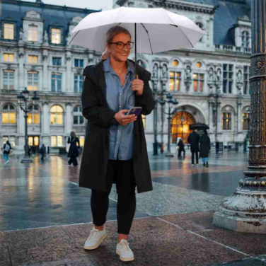FARE Topless kompaktne taskuvihmavari logoga, valge – detailvaade 2