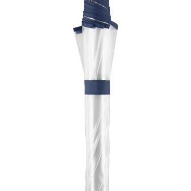 FARE® Pure läbipaistev automaatne vihmavari logoga, läbipaistev-tumesinine – detailvaade 8