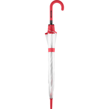 FARE® Pure läbipaistev automaatne vihmavari logoga, läbipaistev-punane – detailvaade 2