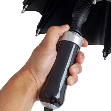 FARE® RingOpener® rõngaga avatav keskmine vihmavari logoga, must (waterSAVE®) – detailvaade 6