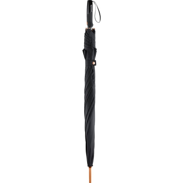 FARE® Precious metallikdetailidega automaatne alumiiniumist golfivihmavari logoga, must / vask – detailvaade 2