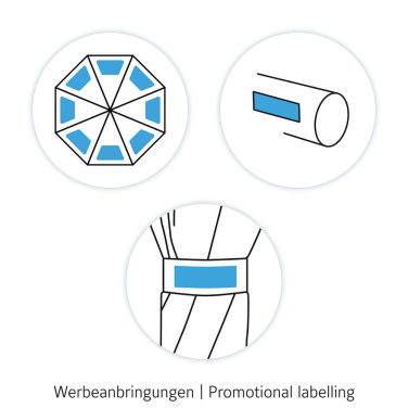 FARE Safebrella® LED-tule ja helkuritega automaatne vihmavari logoga – tootefoto