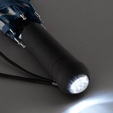 FARE Safebrella® LED-tule ja helkuritega automaatne vihmavari logoga, tumesinine – detailvaade 4