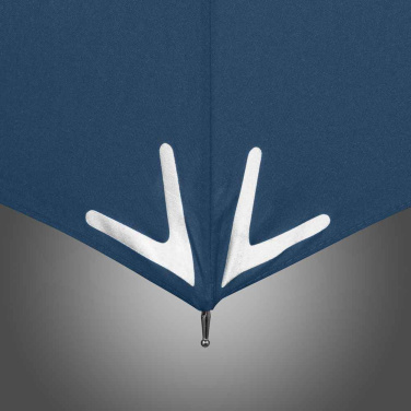 FARE Safebrella® LED-tule ja helkuritega automaatne vihmavari logoga, tumesinine – detailvaade 7