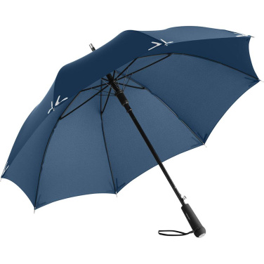 FARE Safebrella® LED-tule ja helkuritega automaatne vihmavari logoga, tumesinine – detailvaade 8