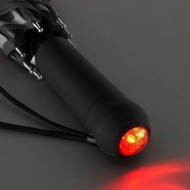 FARE Safebrella® LED-tule ja helkuritega automaatne vihmavari logoga, must – detailvaade 5