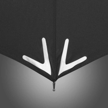 FARE Safebrella® LED-tule ja helkuritega automaatne vihmavari logoga, must – detailvaade 7