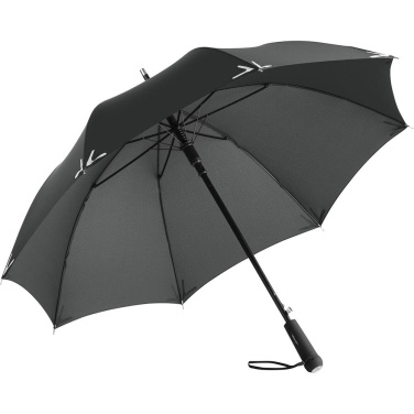 FARE Safebrella® LED-tule ja helkuritega automaatne vihmavari logoga, must – detailvaade 8