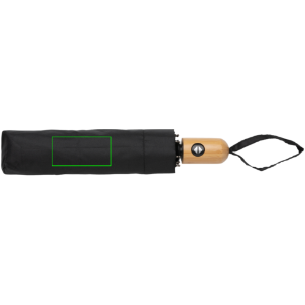 21" Impact AWARE™ RPET 190T bambusest automaatne avatav/sulgev vihmavari: Logo asukoht – kott